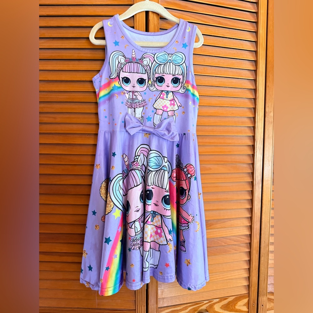 L.O.L. Surprise! Purple Rainbow Doll Print Girls Casual Dress